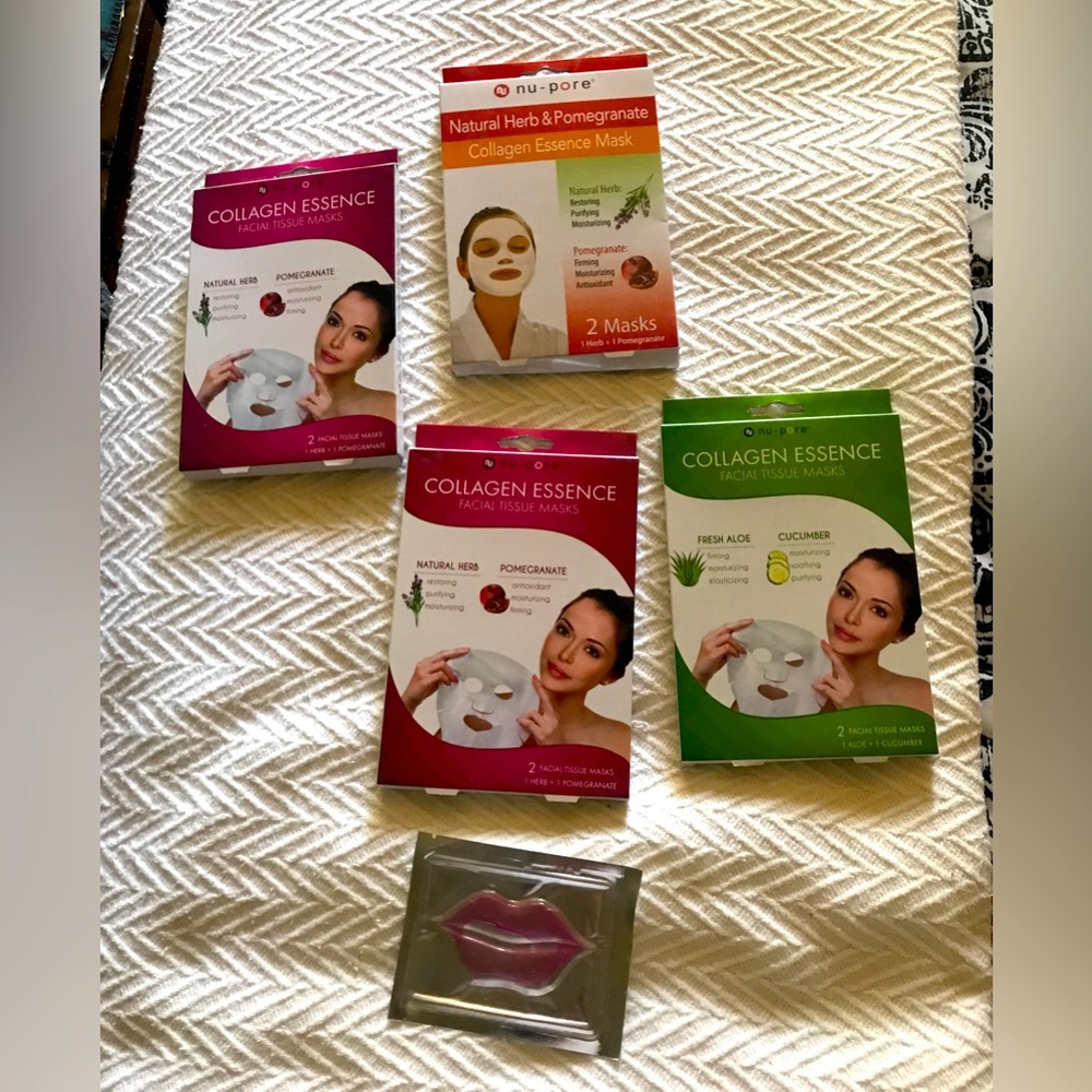 New Nu-Pore Collagen Facial Masks w/free lip mask.